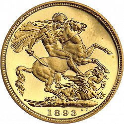 Large Reverse for Sovereign 1893 coin