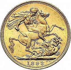 Large Reverse for Sovereign 1893 coin