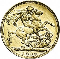 Large Reverse for Sovereign 1893 coin