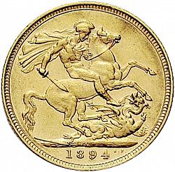 Large Reverse for Sovereign 1894 coin