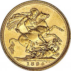 Large Reverse for Sovereign 1894 coin