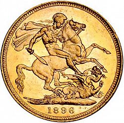 Large Reverse for Sovereign 1896 coin