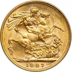 Large Reverse for Sovereign 1897 coin