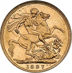 Large Reverse for Sovereign 1897 coin