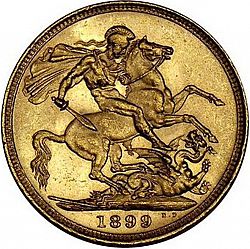 Large Reverse for Sovereign 1899 coin