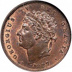 Large Obverse for Third Farthing 1827 coin