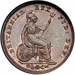 Large Reverse for Third Farthing 1827 coin