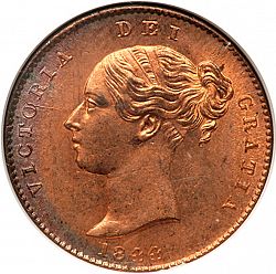 Large Obverse for Third Farthing 1844 coin
