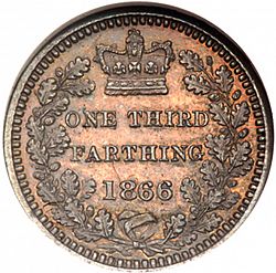 Large Reverse for Third Farthing 1866 coin