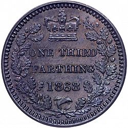 Large Reverse for Third Farthing 1868 coin