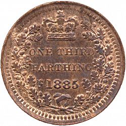 Large Reverse for Third Farthing 1885 coin