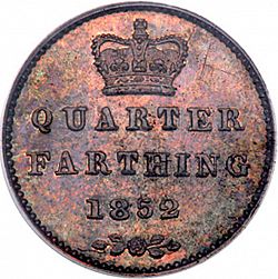 Large Reverse for Quarter Farthing 1852 coin