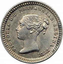 Large Obverse for Three Halfpence 1839 coin
