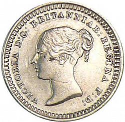 Large Obverse for Three Halfpence 1843 coin
