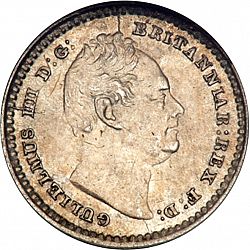 Large Obverse for Three Halfpence 1834 coin