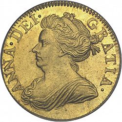 Large Obverse for Half Guinea 1713 coin