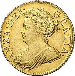 Large Obverse for Half Guinea 1714 coin