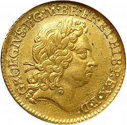 Large Obverse for Half Guinea 1718 coin