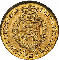 Large Reverse for Half Guinea 1809 coin