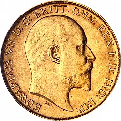 Large Obverse for Half Sovereign 1908 coin