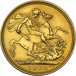 Large Reverse for Half Sovereign 1902 coin