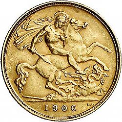 Large Reverse for Half Sovereign 1906 coin