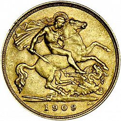 Large Reverse for Half Sovereign 1909 coin