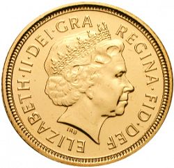 Large Obverse for Half Sovereign 2005 coin