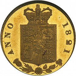 Large Reverse for Half Sovereign 1821 coin