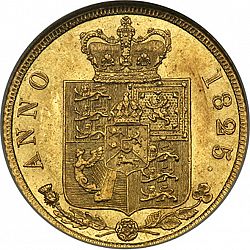 Large Reverse for Half Sovereign 1825 coin