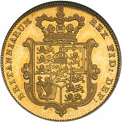 Large Reverse for Half Sovereign 1826 coin