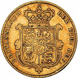 Large Reverse for Half Sovereign 1828 coin