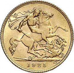 Large Reverse for Half Sovereign 1925 coin
