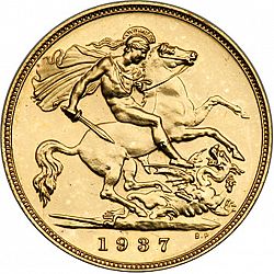 Large Reverse for Half Sovereign 1937 coin