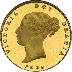 Large Obverse for Half Sovereign 1839 coin