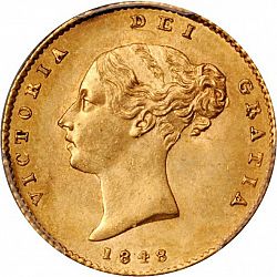 Large Obverse for Half Sovereign 1848 coin