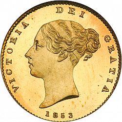Large Obverse for Half Sovereign 1853 coin