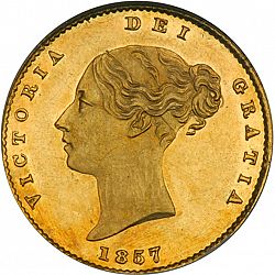 Large Obverse for Half Sovereign 1857 coin