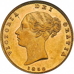 Large Obverse for Half Sovereign 1858 coin