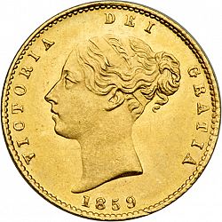 Large Obverse for Half Sovereign 1859 coin