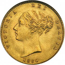Large Obverse for Half Sovereign 1860 coin