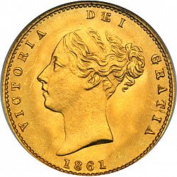 Large Obverse for Half Sovereign 1861 coin