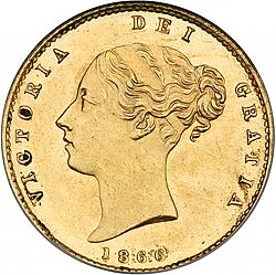 Large Obverse for Half Sovereign 1866 coin