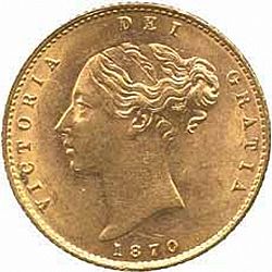 Large Obverse for Half Sovereign 1870 coin