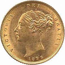 Large Obverse for Half Sovereign 1872 coin