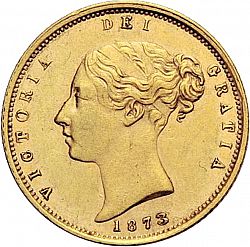 Large Obverse for Half Sovereign 1873 coin