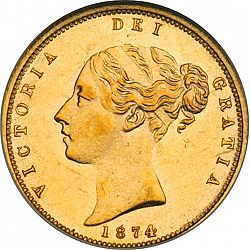 Large Obverse for Half Sovereign 1874 coin