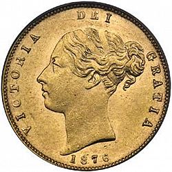 Large Obverse for Half Sovereign 1876 coin