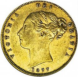 Large Obverse for Half Sovereign 1877 coin