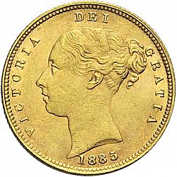 Large Obverse for Half Sovereign 1885 coin